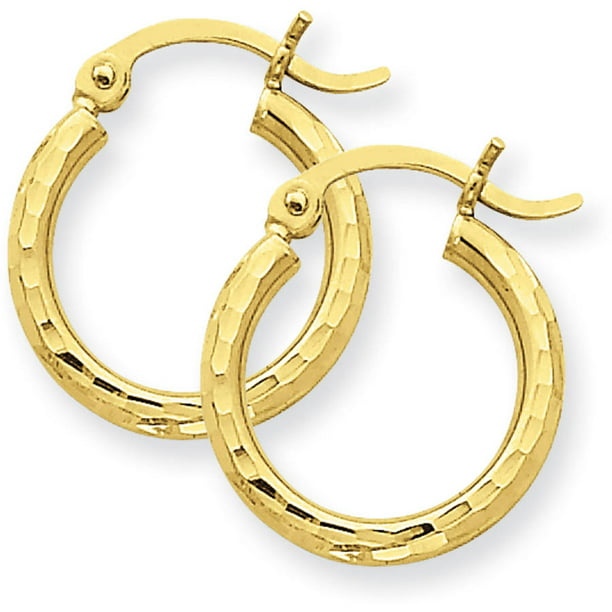 Other Sizes 14K Yellow Gold 2mm width Plain Hollow Gold Round Tube Hoop Earrings 
